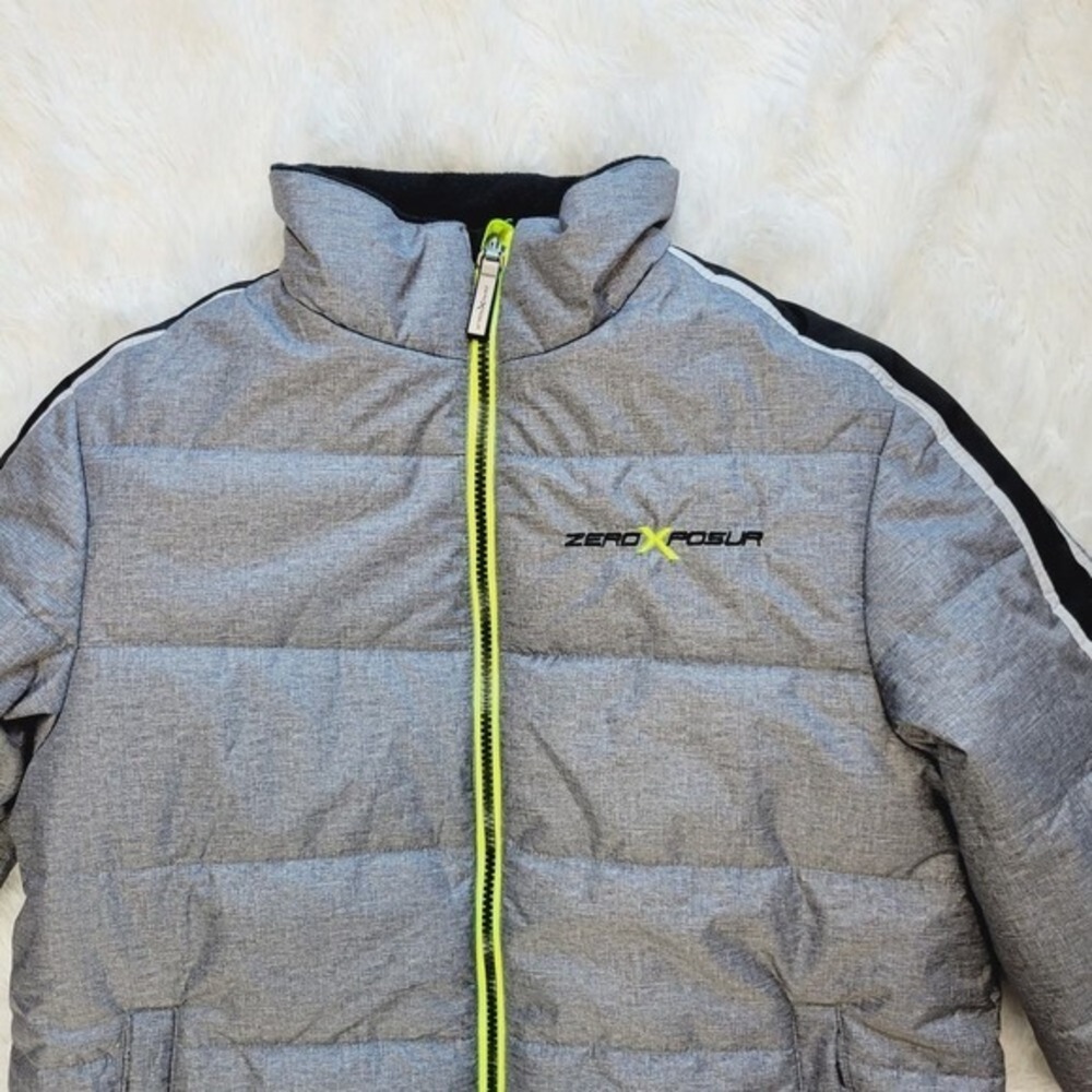ZeroXposur Boys Puffer Jacket Gray Neon Zip Size XL 18 20 Winter Warm - Picture 4 of 9